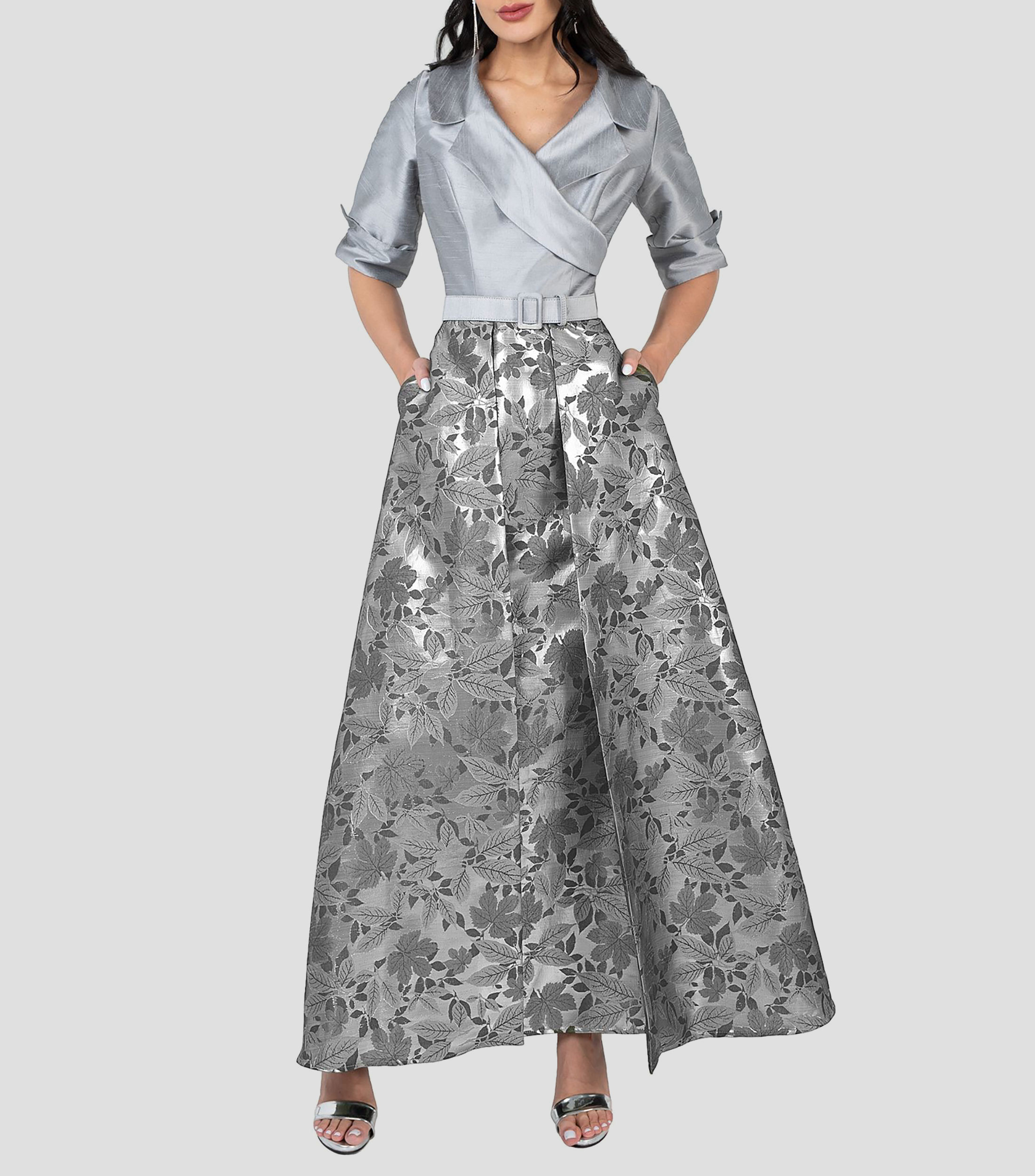 Vestido de fiesta largo liso Mujer